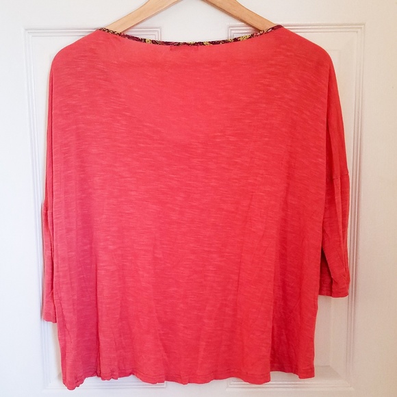 NWOT Anthropologie Porridge CoralFloral Dolman Tee - Picture 2 of 4